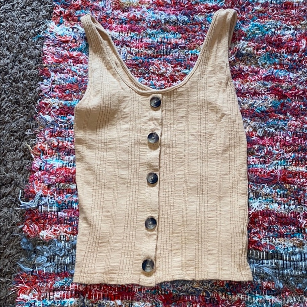 yellow button down american eagle tank size XS